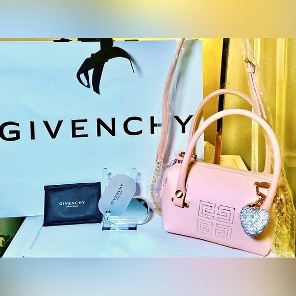 Givenchy Pink Crossbody Pouch Bundle W/Pink Pearl Silver Compact Mirror - Picture 5 of 8